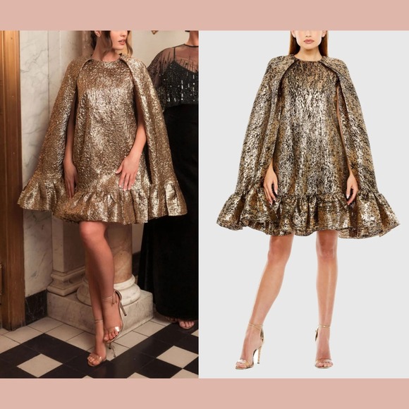 Mac Duggal Dresses & Skirts - NWT MAC DUGGAL [ Small ] High Neck Cape Sleeve Metallic Trapeze Mini Dres J2010